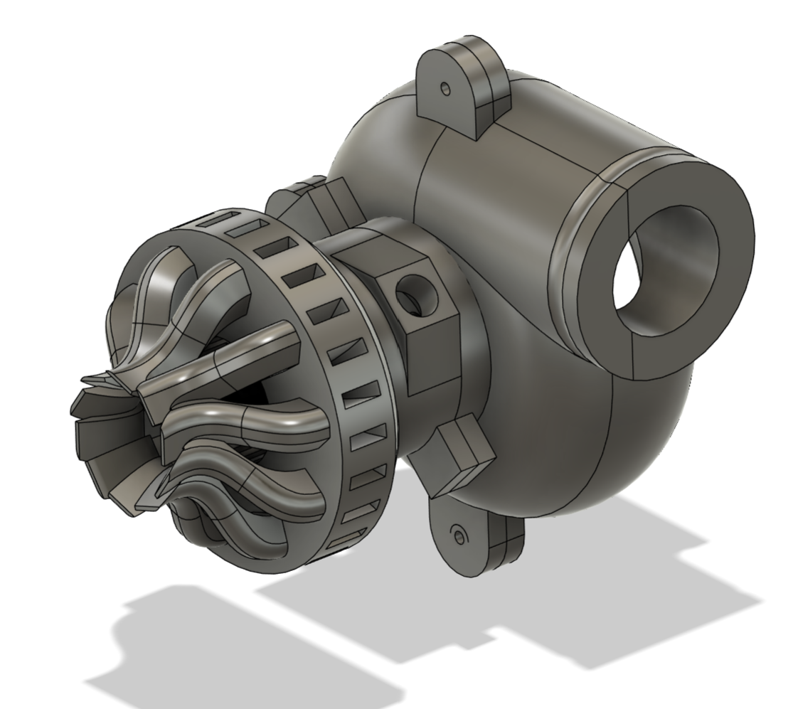 Turbocharger cross-section CAD model